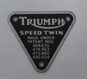 Picture of PATENT PLATE, SPEED TWIN, S