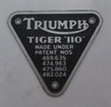 Picture of PATENT PLATE, TIGER 110, SI